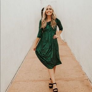 Green Velvet Midi Dress